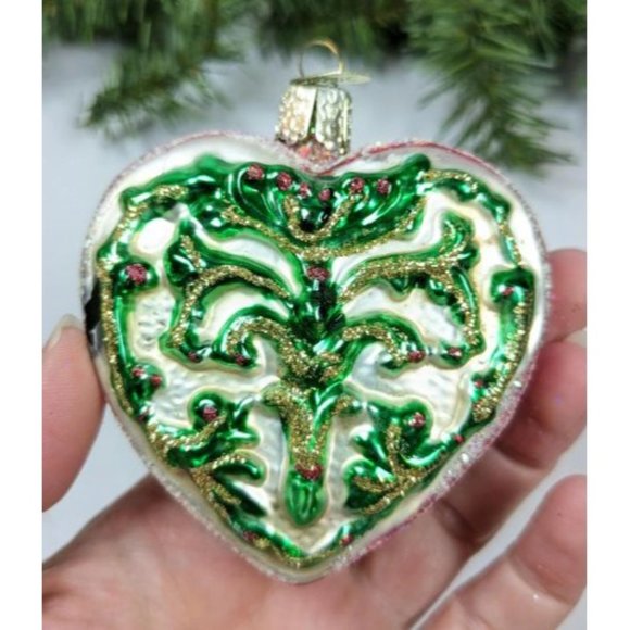 Green Heart Retired Old World Christmas Ornament - Picture 4 of 4